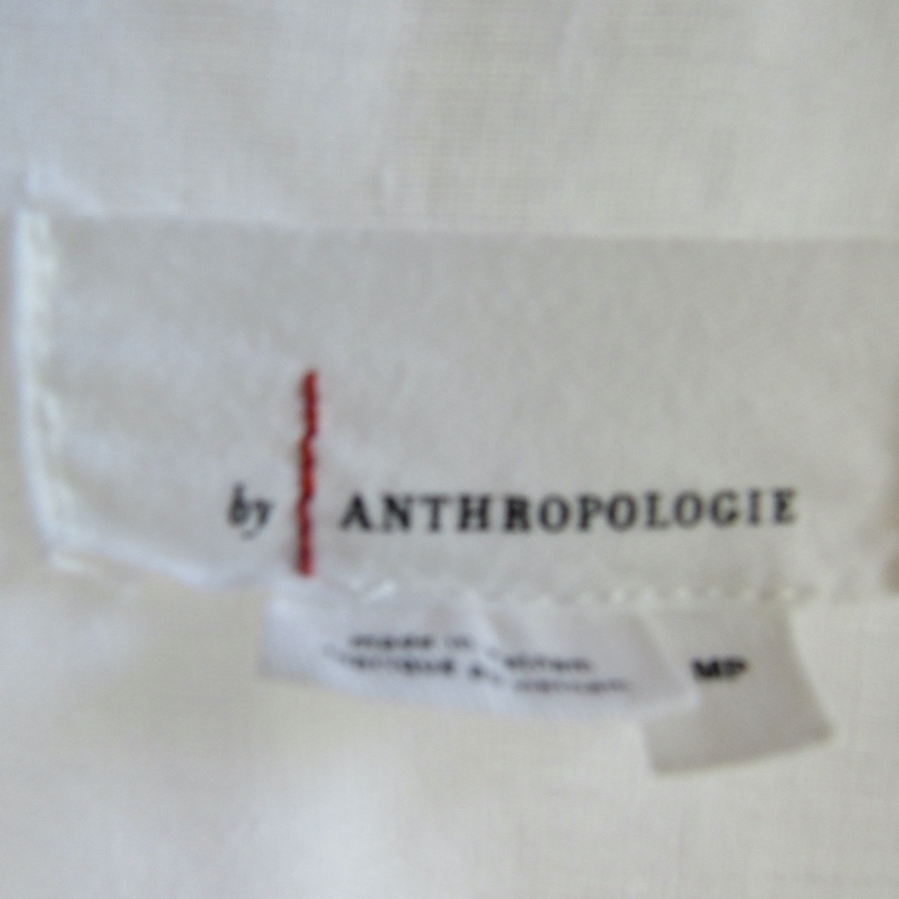 Anthropologie Shirt Dress Duster MP Womens White Side Slit 100% Linen Top - Picture 7 of 12